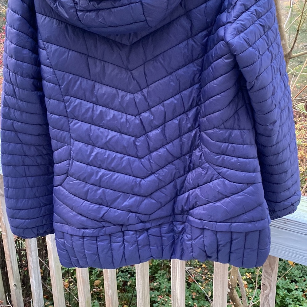 Gran Oriente Navy Blue Quilted Jacket w Scalloped Front Snap/ Zipper Size XL - Picture 9 of 12